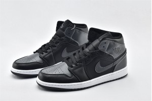 Air Jordan 1 Retro Mid GS Black Dark Grey 554725 041 Womens And Mens Shoes  